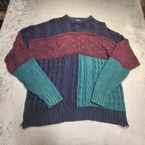 VTG Old‎ Glory Sweater Pullover Mens XL Acrylic Heavyweight Cable Knit Crewneck